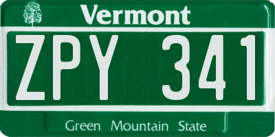 VT license plate ZPY341
