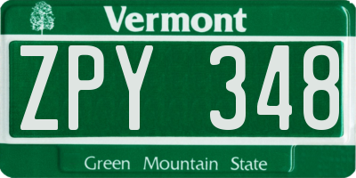 VT license plate ZPY348