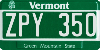 VT license plate ZPY350