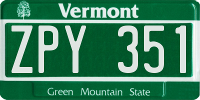 VT license plate ZPY351