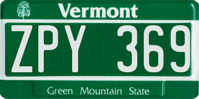 VT license plate ZPY369
