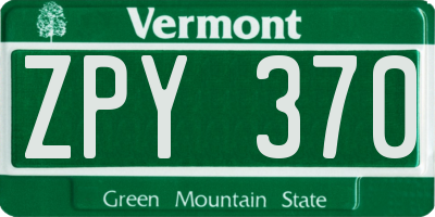VT license plate ZPY370