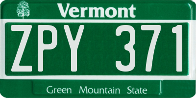 VT license plate ZPY371