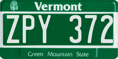 VT license plate ZPY372