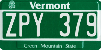VT license plate ZPY379