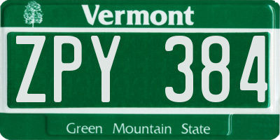 VT license plate ZPY384