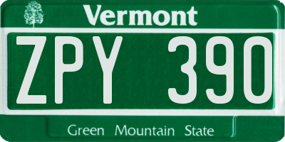VT license plate ZPY390