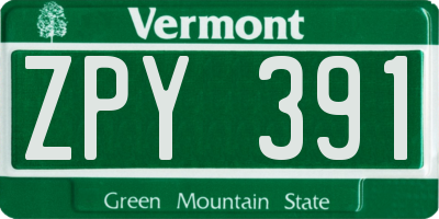 VT license plate ZPY391