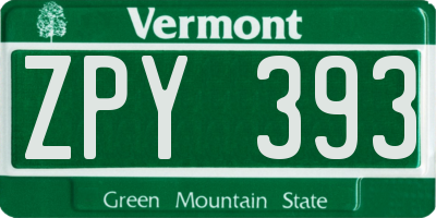 VT license plate ZPY393