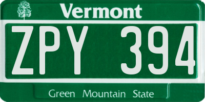 VT license plate ZPY394