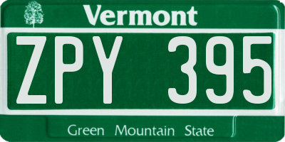 VT license plate ZPY395