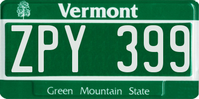 VT license plate ZPY399