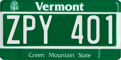 VT license plate ZPY401