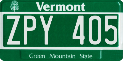 VT license plate ZPY405