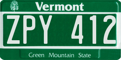 VT license plate ZPY412