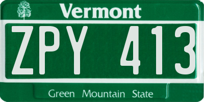 VT license plate ZPY413