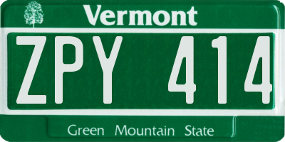 VT license plate ZPY414