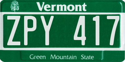 VT license plate ZPY417