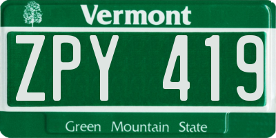 VT license plate ZPY419