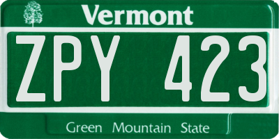 VT license plate ZPY423