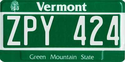 VT license plate ZPY424
