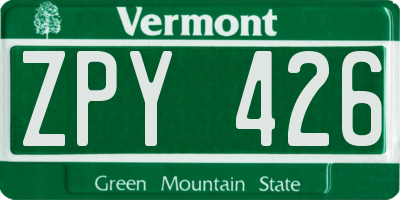 VT license plate ZPY426