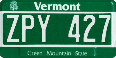 VT license plate ZPY427