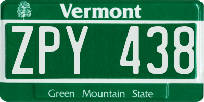 VT license plate ZPY438