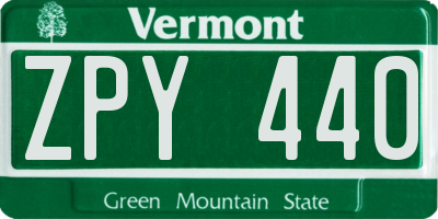 VT license plate ZPY440