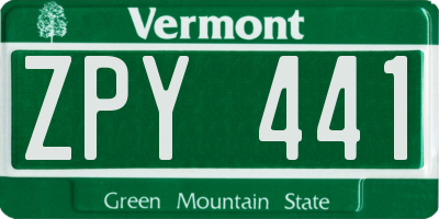 VT license plate ZPY441