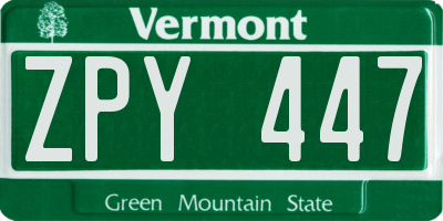 VT license plate ZPY447