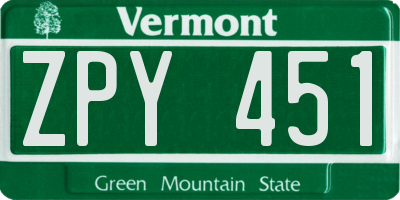 VT license plate ZPY451