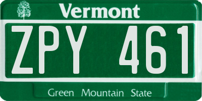 VT license plate ZPY461