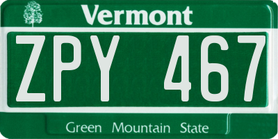 VT license plate ZPY467