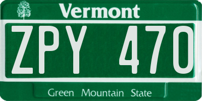 VT license plate ZPY470