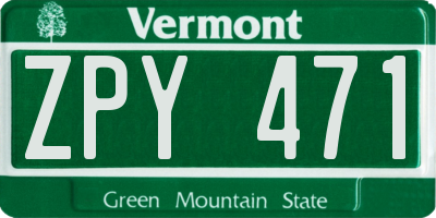 VT license plate ZPY471