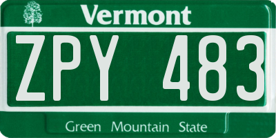 VT license plate ZPY483