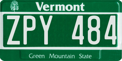 VT license plate ZPY484