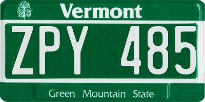 VT license plate ZPY485