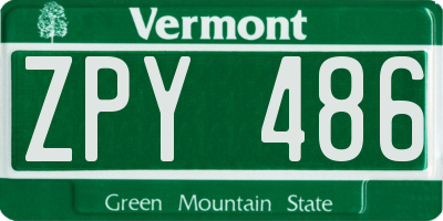 VT license plate ZPY486