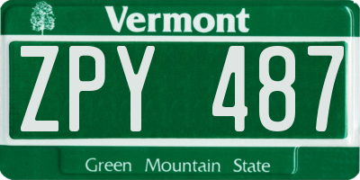 VT license plate ZPY487