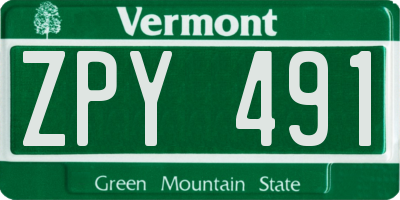 VT license plate ZPY491