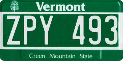 VT license plate ZPY493