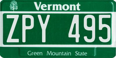 VT license plate ZPY495