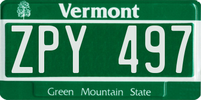 VT license plate ZPY497