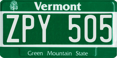 VT license plate ZPY505