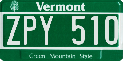 VT license plate ZPY510