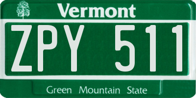 VT license plate ZPY511