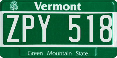 VT license plate ZPY518