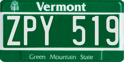 VT license plate ZPY519
